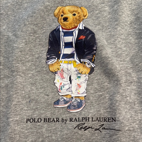Ralph Lauren Kids Gray Sweatshirt with Polo Bear Graphic - Picture 2 of 6
